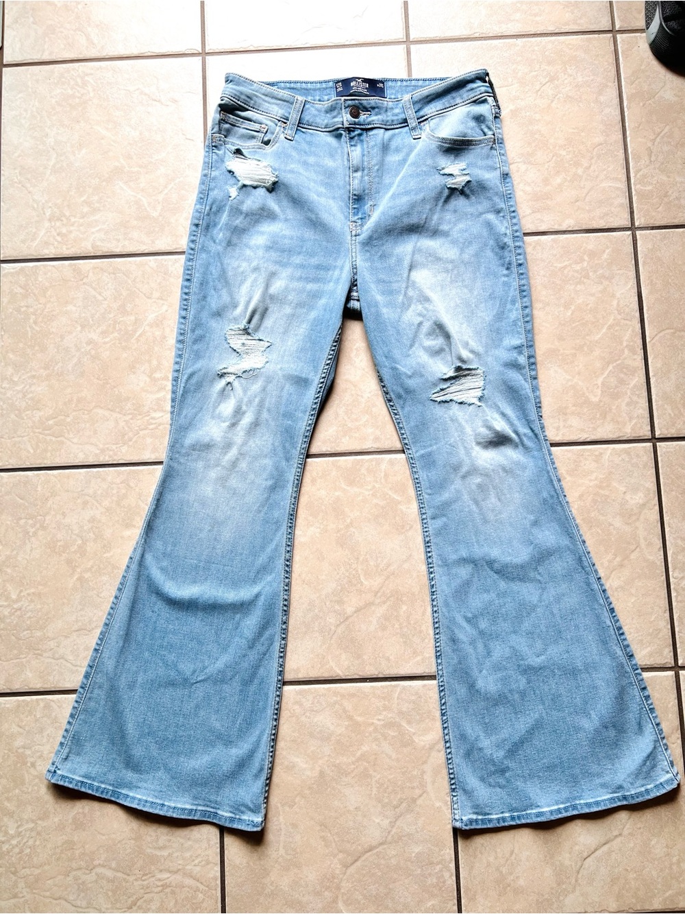 Hollister Light Blue Distressed Flare Jeans